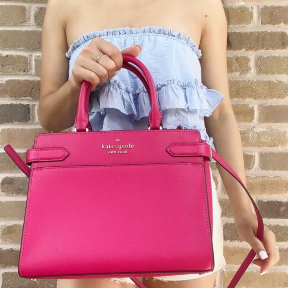 kate spade Handbags - NWT Kate Spade Medium Satchel Crossbody Pink  Saffiano